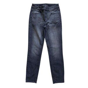 White House Black Market ' The Skinny Ankle '‎ Faded Black Logo Jeans Size 2